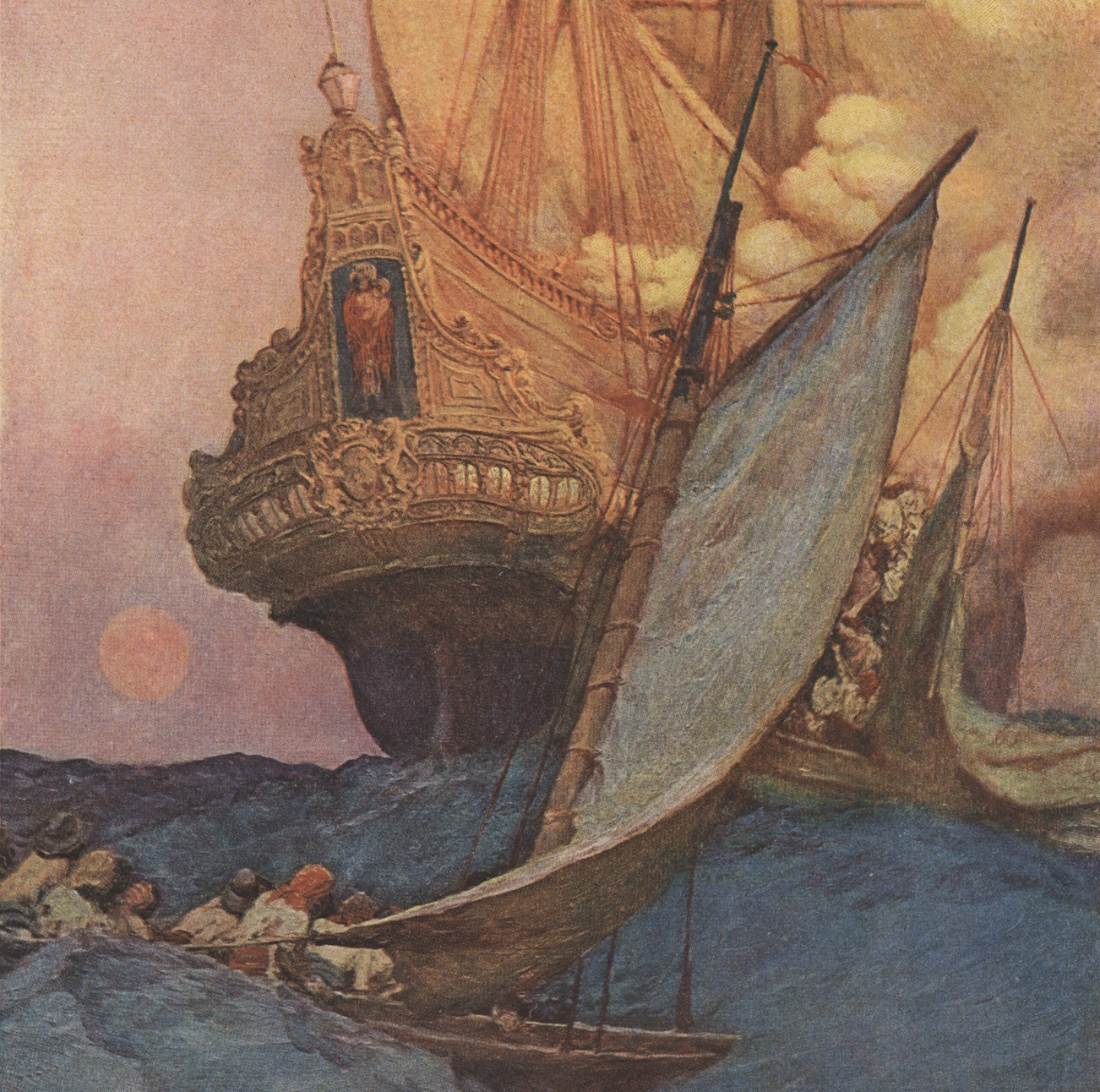 Howard Pyle’s Famous “An Attack on a Spanish Galleon” — and Some Real Galleons Too!